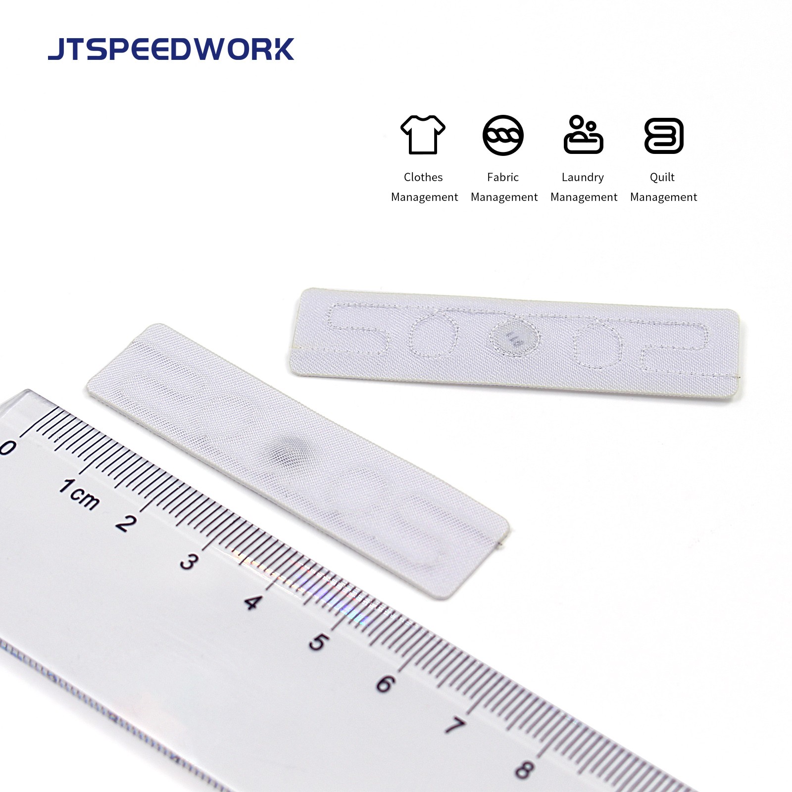 JT-F5815 58*15mm 860-960Mhz UHF Fabric Laundry Textile Washable RFID Tag