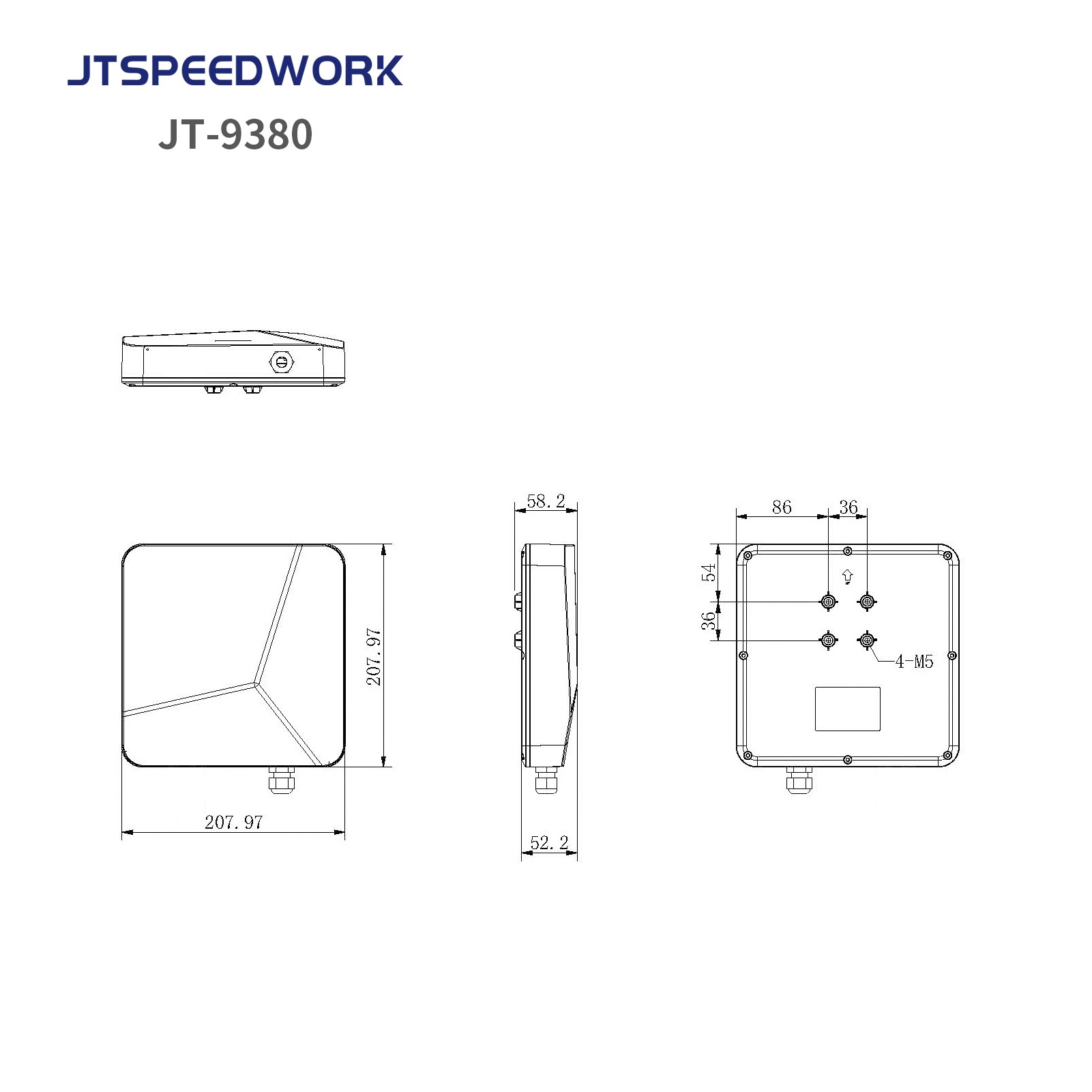JT-9380 0-8m UHF RFID 902-928MHz Zintegrowany czytnik średniego zasięgu, wiele tagów, tylko odczyt, obsługa pasma częstotliwości USA