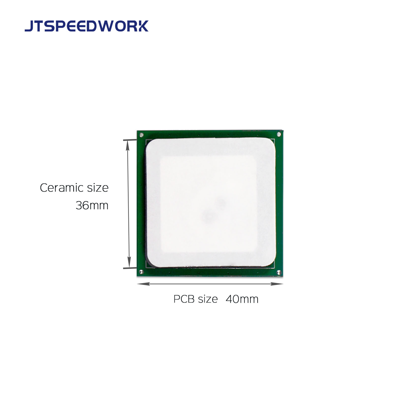 JT-T0036 3dBi UHF antena ceramiczna RFID 36*36mm 865-868/902-928MHz RHCP do PDA